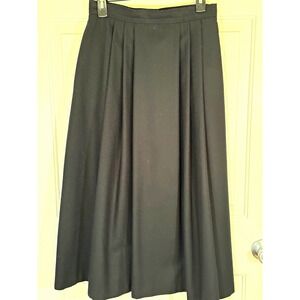 Vtg Jason Prescott Black 100% Wool Woven Pleated Long Skirt Size 10  pockets